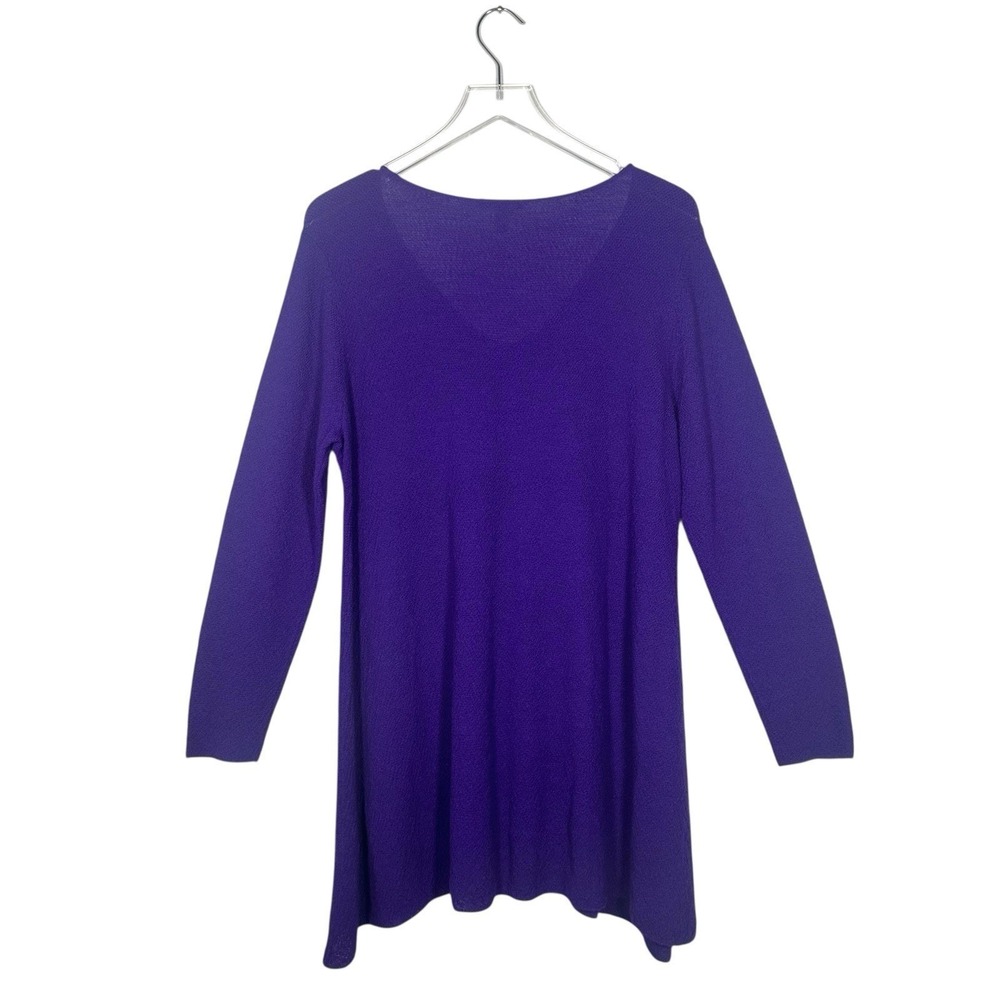 Eileen Fisher Purple Italian Wool Lightweight Knit Tunic Sweater V-Neck Size L - Picture 3 of 11